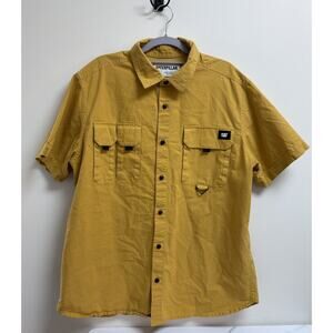 Caterpillar CAT Utility Shirt XL Mustard Yellow Short Sleeve Button Down